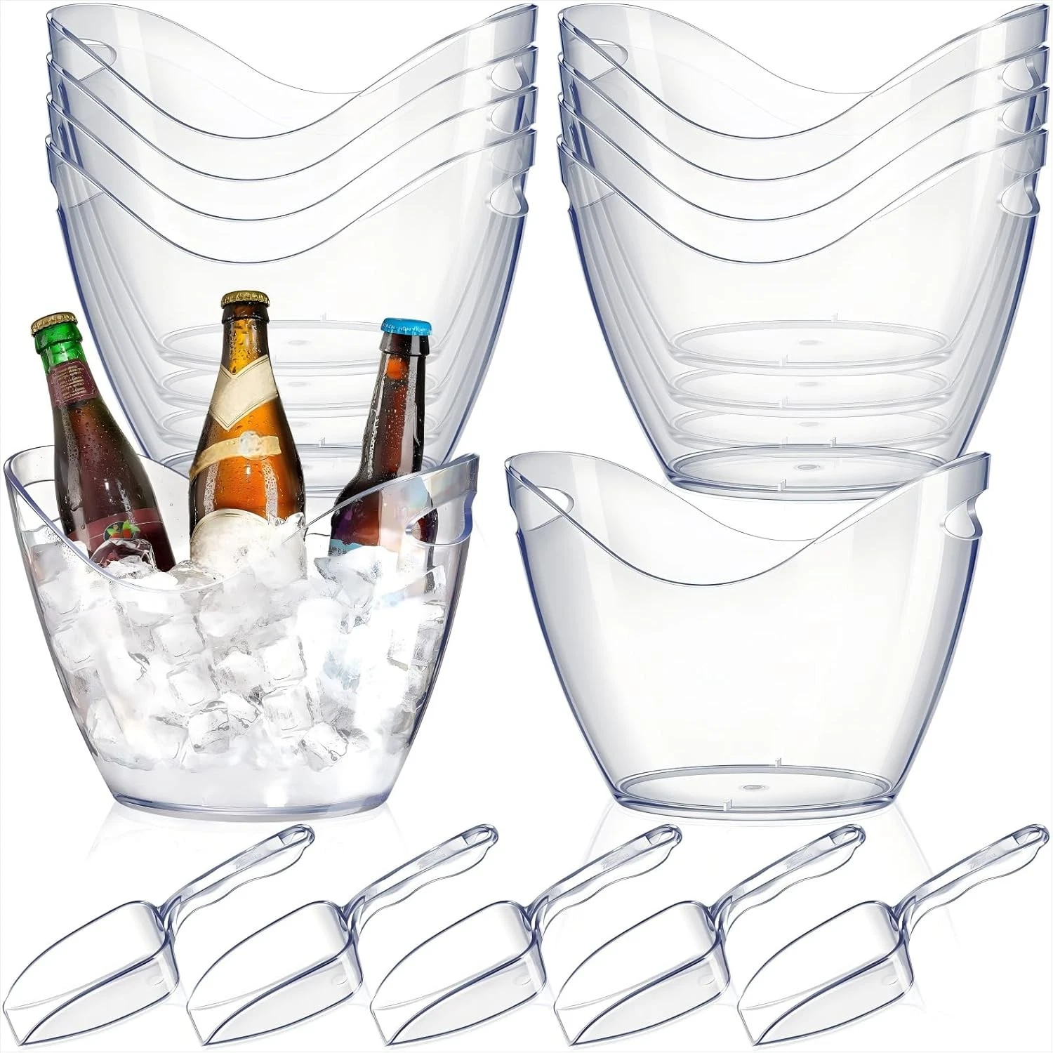 Clear Wine Bucket 4 Liter Plastic with Scoops 24 Pieces