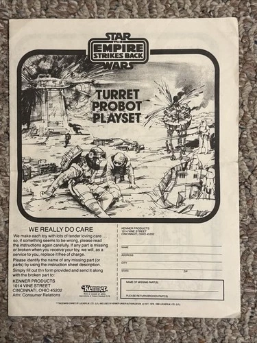 Star Wars Empire Strikes Back Vintage Turret Probot Playset INSTRUCTIONS