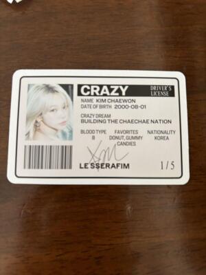 Chaewon Official Photocard Le Sserafim 4th Mini Album Crazy