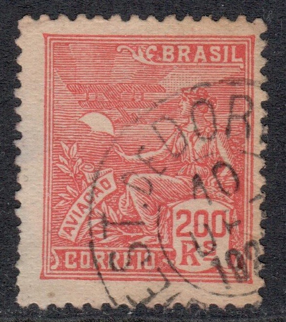 Brazil Stamp Scott 227 Used 200r Aviation NO Watermark 1922