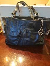 Navy Blue Leather Coach Bag F13761