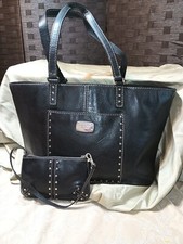 Michael Kors Astor Tote Black Leather Large Studded Tote Bag  Wristlet