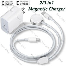 Magnetic Fast Charger Cable USB C Adapter For iPhone iWatch 9/8/7/6/5/4/3/2/1/SE