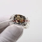 Natural Smoky Quartz Gemstone with 925 Sterling Silver Ring for Men's #5089