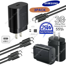 3PACK 25W Type C USB-C Cable Super Fast Wall PD Charger For Samsung Galaxy S20 