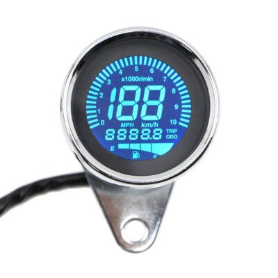 12V Universal Motorcycle Meter LCD Digital Speedometer Tachometer Odometer Gauge