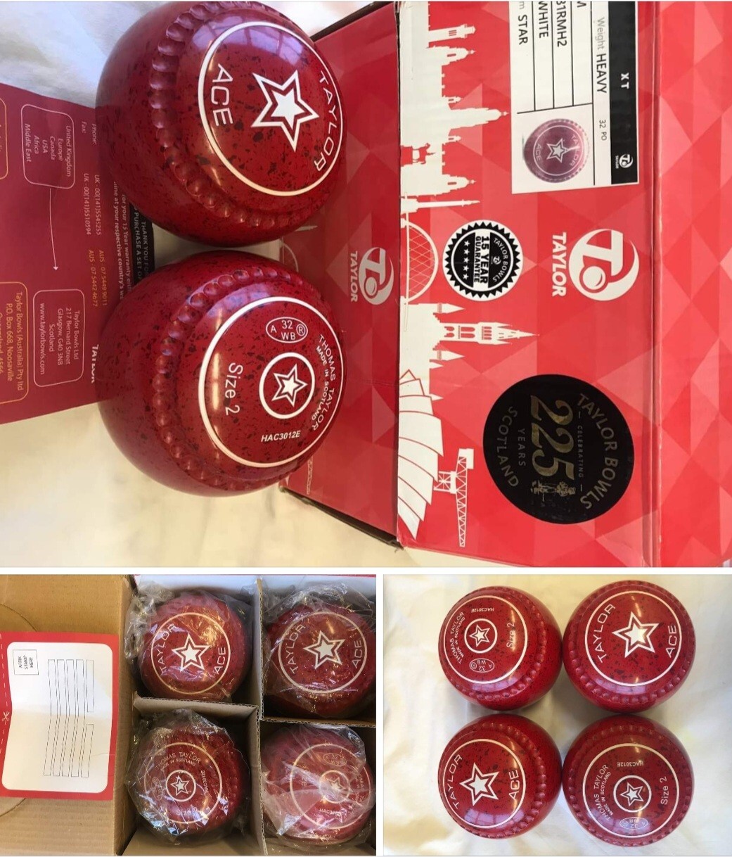 THOMAS TAYLOR ACE LAWN BOWLS...STAMP 32..SIZE 2.Price Incudes Uk