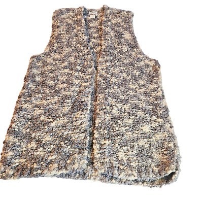 Guzzini Vest Hand Knit Wool Women's M Gray White Italy hip hop grunge Y2K
