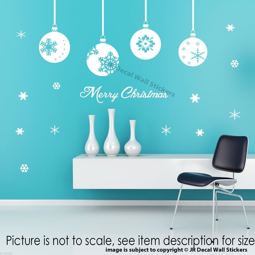 Christmas Bauble Snowflake wall stickers, Christmas wall art decoration
