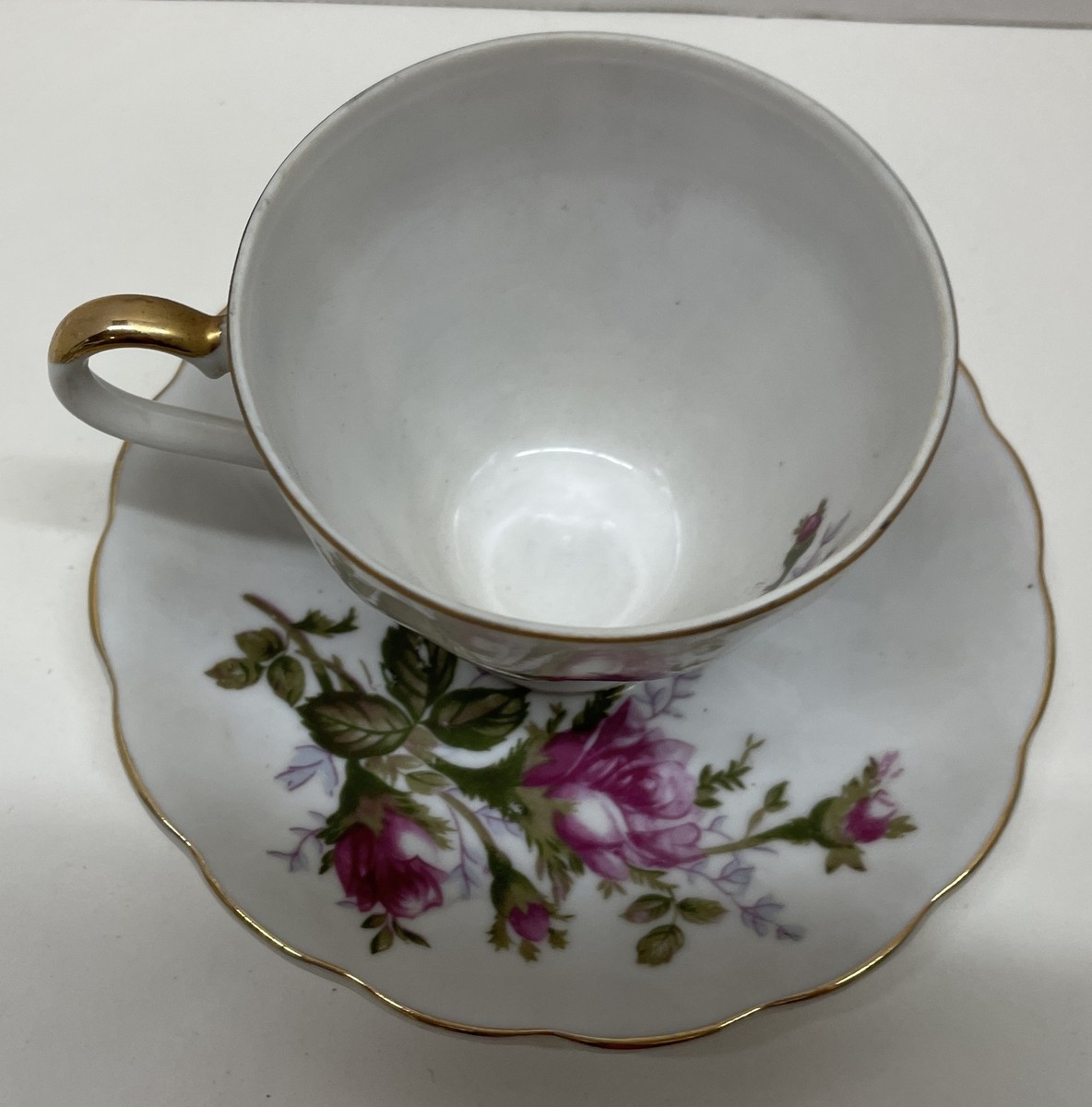 Vintage EW Japan 5186 Porcelain Floral Gold Trim Tea Cup
