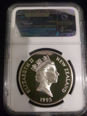 1993 New Zealand ELIZABETH II 40th Anniversary 5 DOLLAR Silver NGC