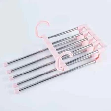 1PC Stainless Steel Multi-functional Pants Hanger, 5 In 1 Foldable Storage Rack 