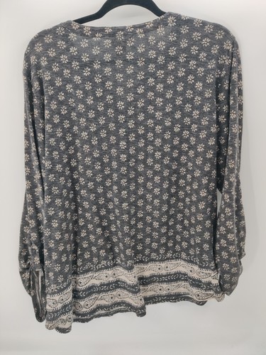 Top blusa donna Style & Co taglia L grigio stampa paisley manica arrotolata - Foto 2 di 10