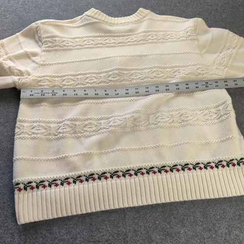 Vintage Cabela Sweater Woman Medium Ivory Cream Fair Isle Retro Cable Knit Mom - Picture 6 of 8