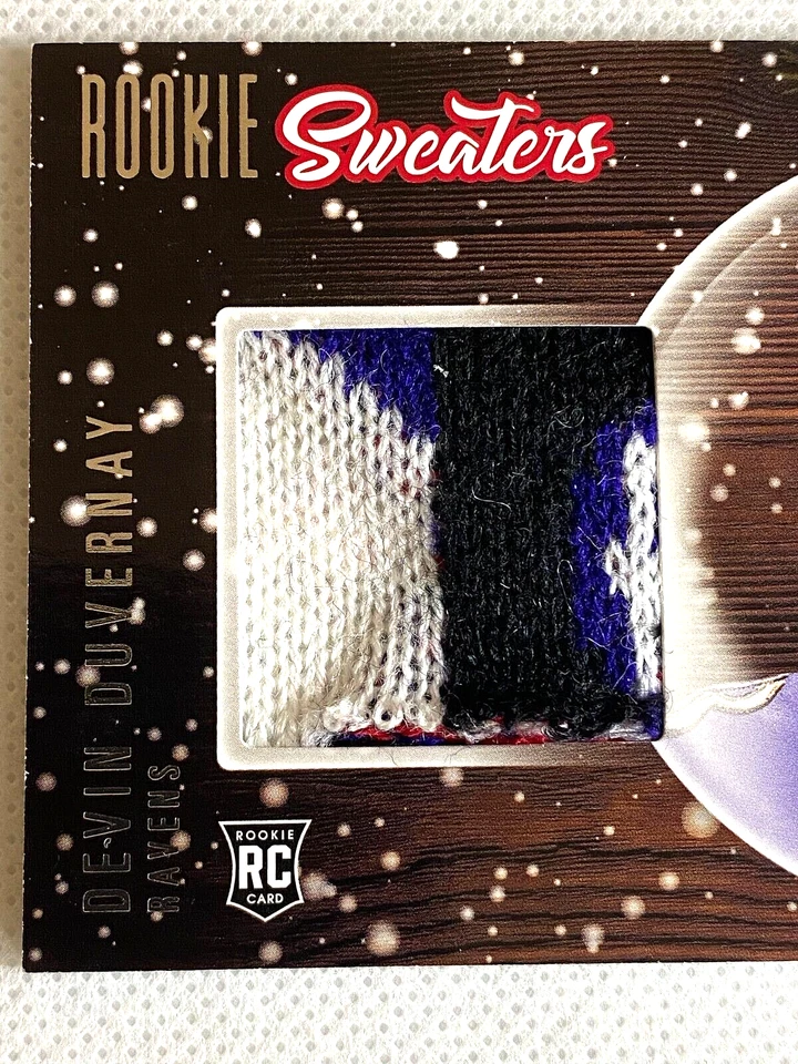 2020 DEVIN DUVERNAY RC ROOKIE CHRISTMAS SWEATERS PATCH DONRUSS PANINI L1703 - Image 3 of 4
