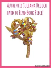 Vintage Juliana D&E Brooch Reference Book Piece 1964 60s MCM Pink Floral Spray