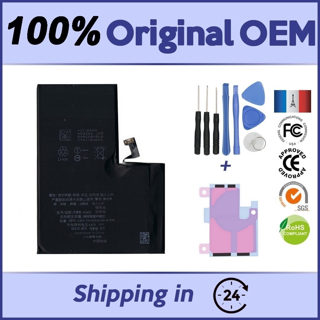 Batterie pour iPhone 13 Pro Max haute capacité 4352mAh qualité supérieure avec outils