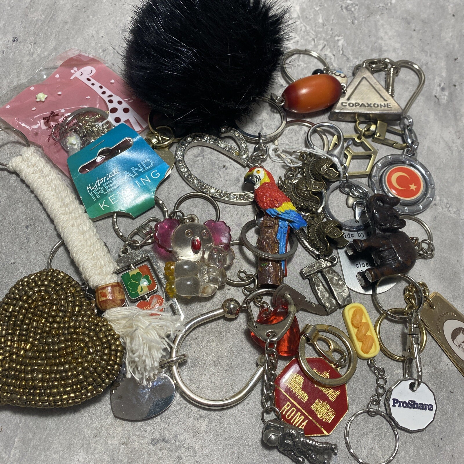 JOB LOT Keyrings Key Fobs Vintage & Modern Places Parrot Koala King