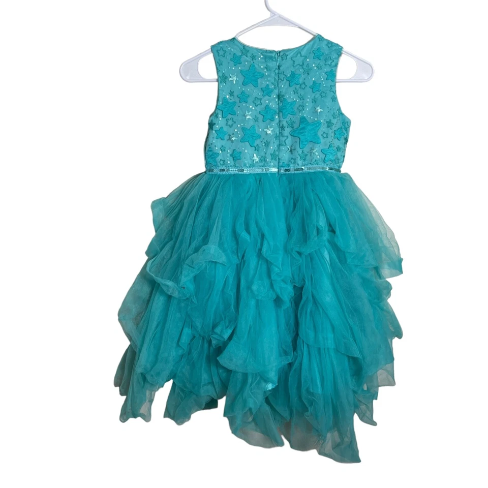 Disney Princesa Ariel Elegante Vestido de Fiesta Niña 7/8 Estrellas Aqua Sirenita Foto 4 de 4