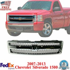 Front Grille Chrome Shell Primed Insert For 2007-2013 Chevrolet Silverado 1500