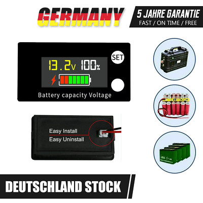 DC 8-100V Batterie Kapazität Voltmeter LCD Anzeige Messgerät Spannungsmesser Neu
