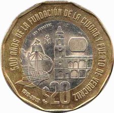 Mexiko 20 Pesos 2019 "500th Anniversary of Veracruz"