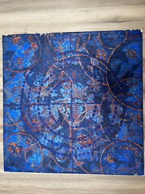 Sandy Lerner Painting on gessoed panel ''Mirage Blue''  Signed, Good