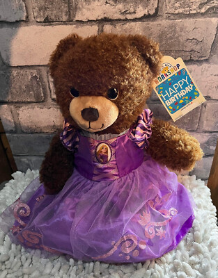 Build a Bear ''Happy Birthday'' Teddy singende Rapunzel Prinzessin Kleid und Etikett 16''