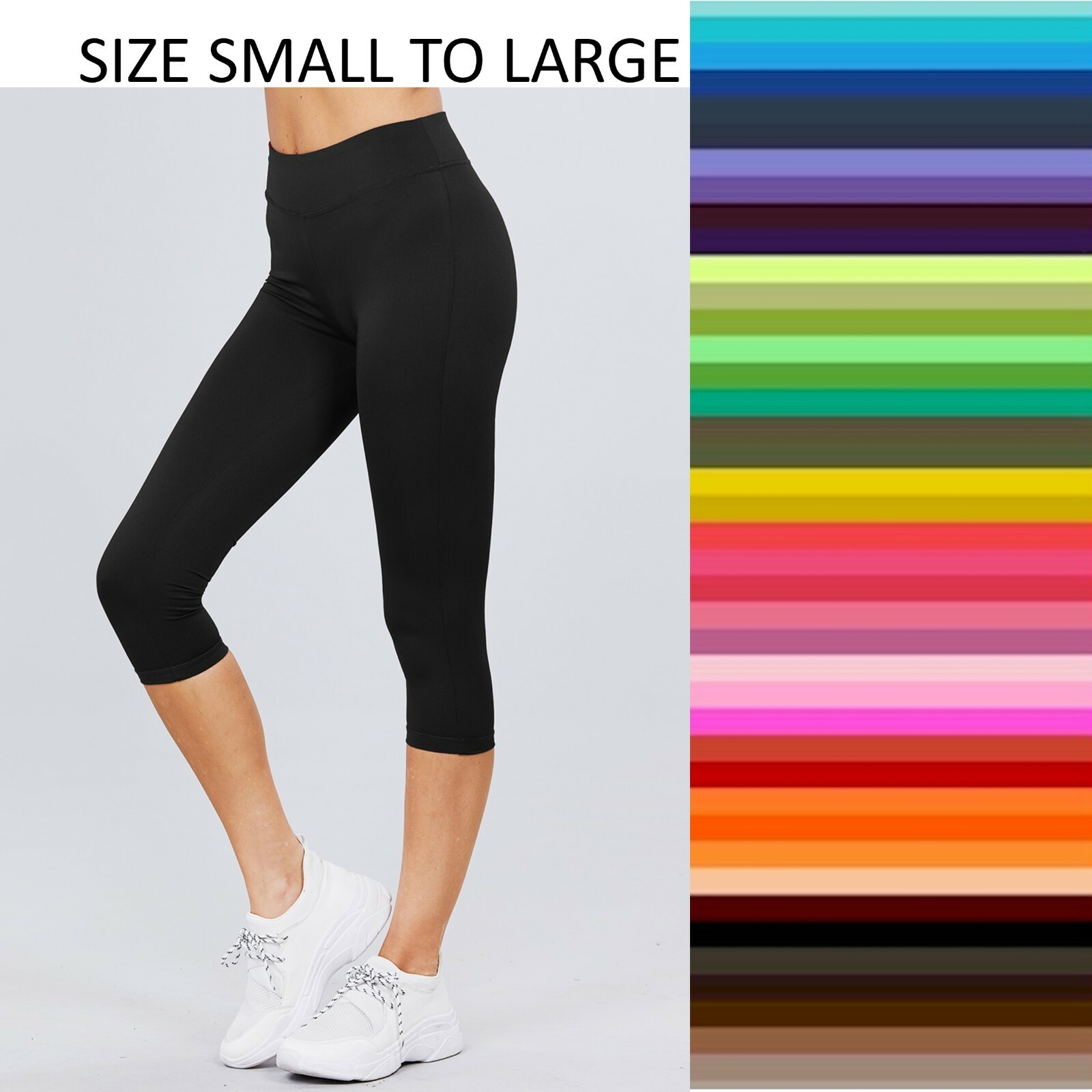 ACTIVE BASIC Capri Leggings Knee Pants Premium Poly Spandex S/M/L  *CLOSEOUT* | eBay