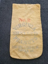 Vintage Virginia Shelled Peanuts No.2 Burlap Bag. Suffolk, VA USA 