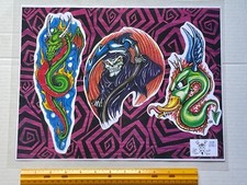 Vintage Art Tattoo Flash Sheet Eddie Rev Limited Edition Sheet 8/250 /T123