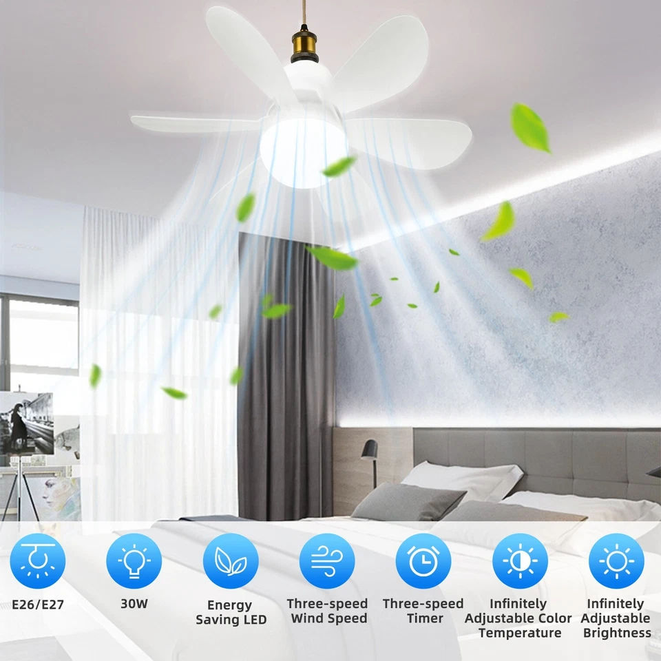 Noiseless Ceiling Fan - Remote Control, 30W Brushless Design for Bedroom /Office - Image 2 of 4