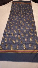 Tuva 77" by 26.5"Blue golden chain logo multi color scarf.