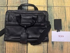 Tumi leather black 96001D4 briefcase Style Laptop bag  15 1/2" x 11" x 1