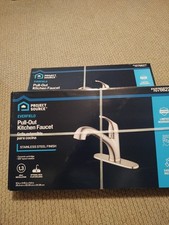 TWO 2 Project Source Everfield PULL-Out Kitchen Faucets - Stainless Steel NIB