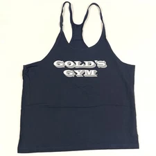 Vintage Gold’s Gym Stringer Tank Top Shirt Box Logo Shadow Cotton USA Sz XL