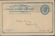 1901 Baltimore City MD Postal Card to Library in England