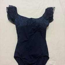 Chacott Ballet Leotard Navy Lace Frill Size M Elegant Dancewear