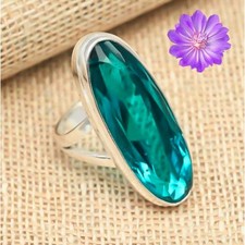 Swiss blue Topaz Gemstone 925 Sterling Silver Ring Handmade Jewelry Ring Gift