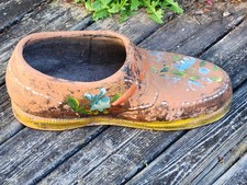 Giant Shoe Planter Terra Cotta Yard Art Garden Decor 20" Painted Vintage Rough