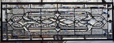 Stained Glass Transom window HANGING PANEL 34 1/4 X 13 incl hooks