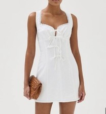 REFORMATION Reia Linen Dress In White Size 2 Pre Owned Excellent Condition