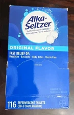 Alka Seltzer Original Flavor Effervescent Tablets 116 Count Fast Relief FastShip