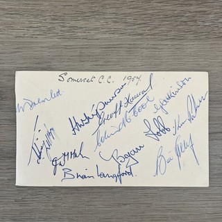 Somerset 1957 Beautiful Album Page Signed x 11 McCool Langford etc