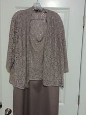 Alex Evening Dress Blazer Set 2pc Women Size 22W Floral Lace Sequins