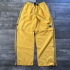Y2K OLD NAVY YELLOW BAGGY 2-1 WINDBREAKER PANTS SHORTS ZIP-OFF SZ M CARGO BAGGY