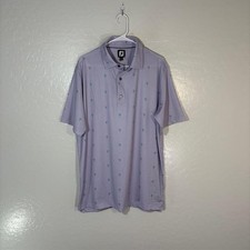 FootJoy Golf Polo Shirt Mens Large Purple Cactus Print Performance Stretch Tech