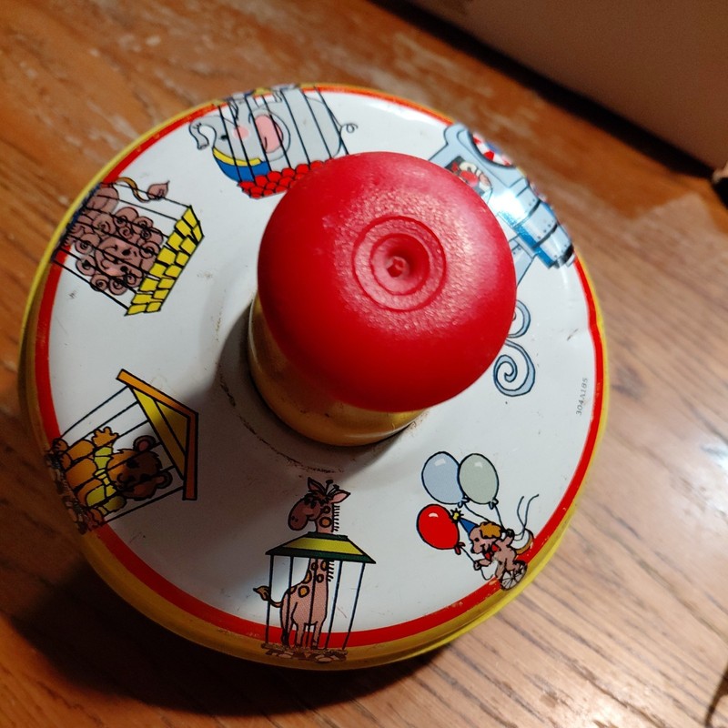 Ohio Art Spinning Top Toy Metal Circus Train Animals 304B177 Made in USA