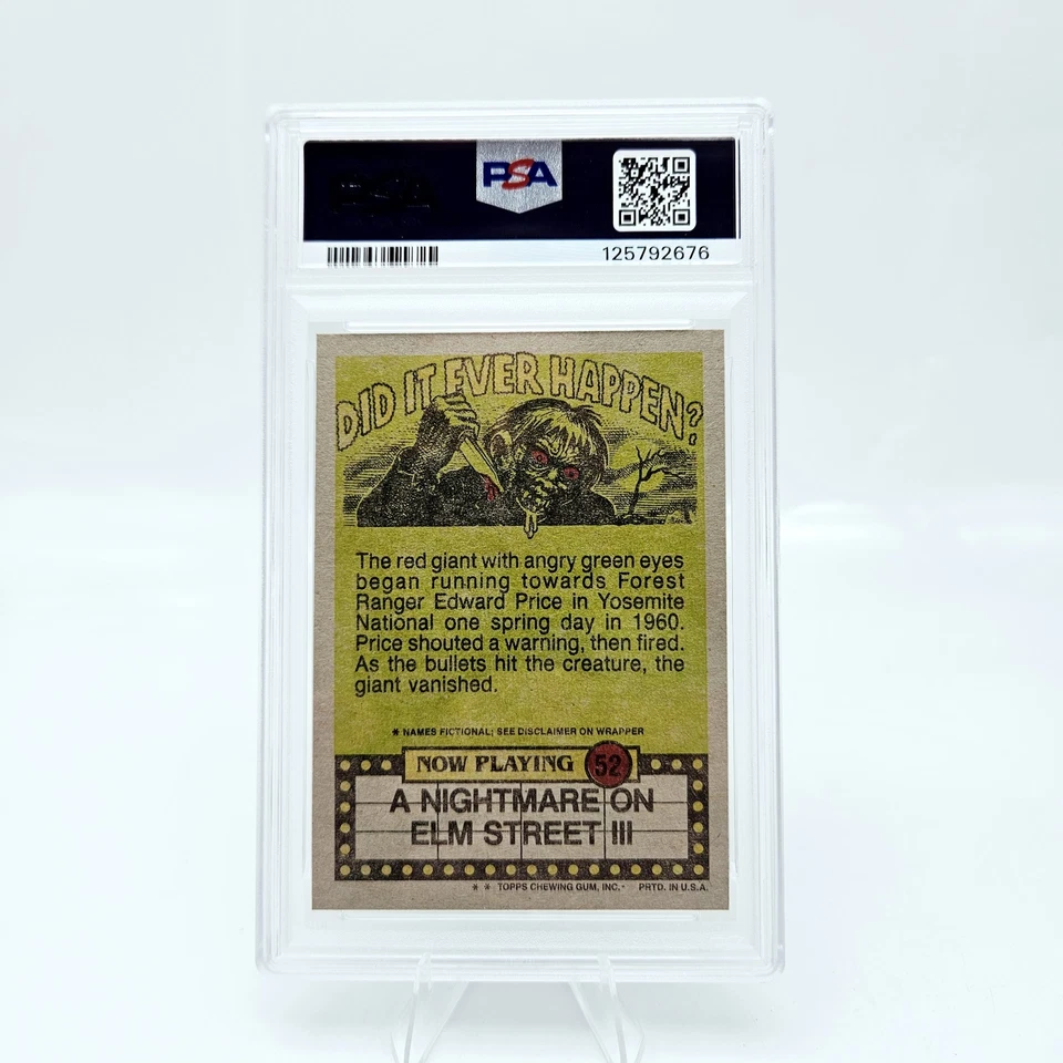1988 Topps Fright Flicks Nightmare on Elm St #52 PSA 10 Freddy Krueger Pop 1 - Image 2 of 3