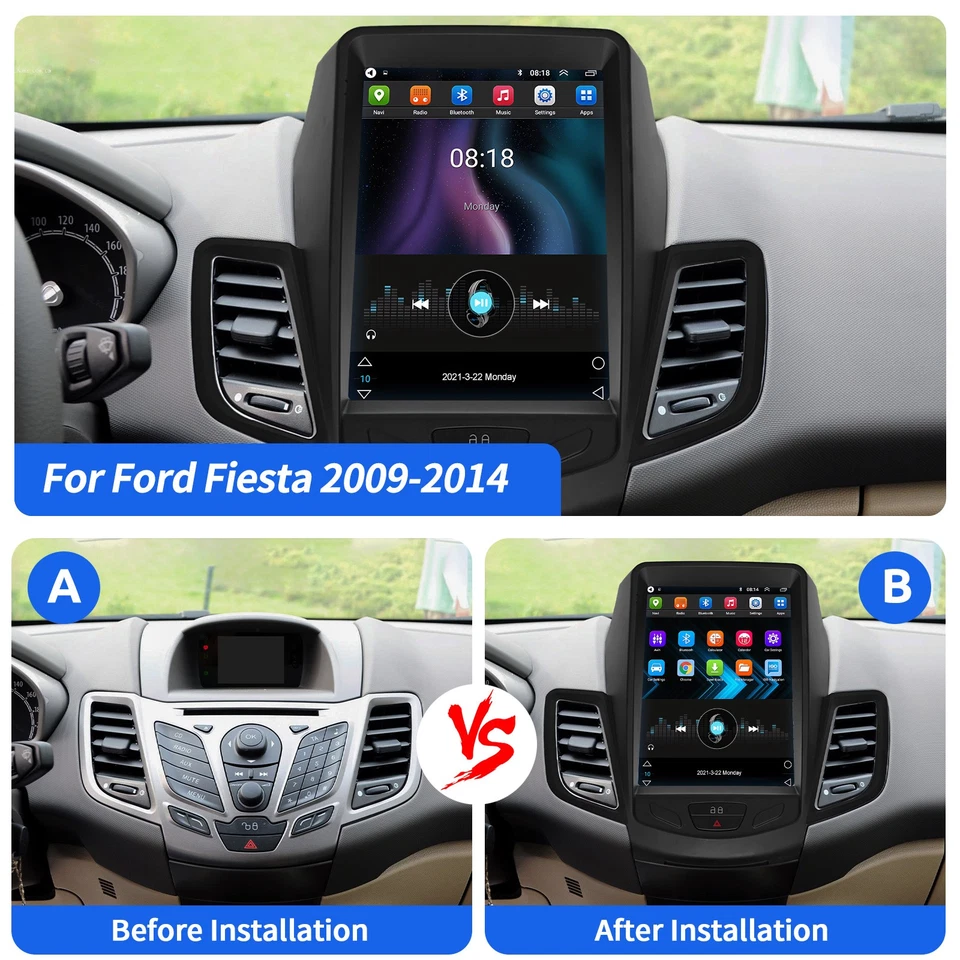 4+64G Para Ford Fiesta 2009-2016 9.7"" Android 15 Radio Coche Estéreo WIFI BT FM+AHD Foto 4 de 4